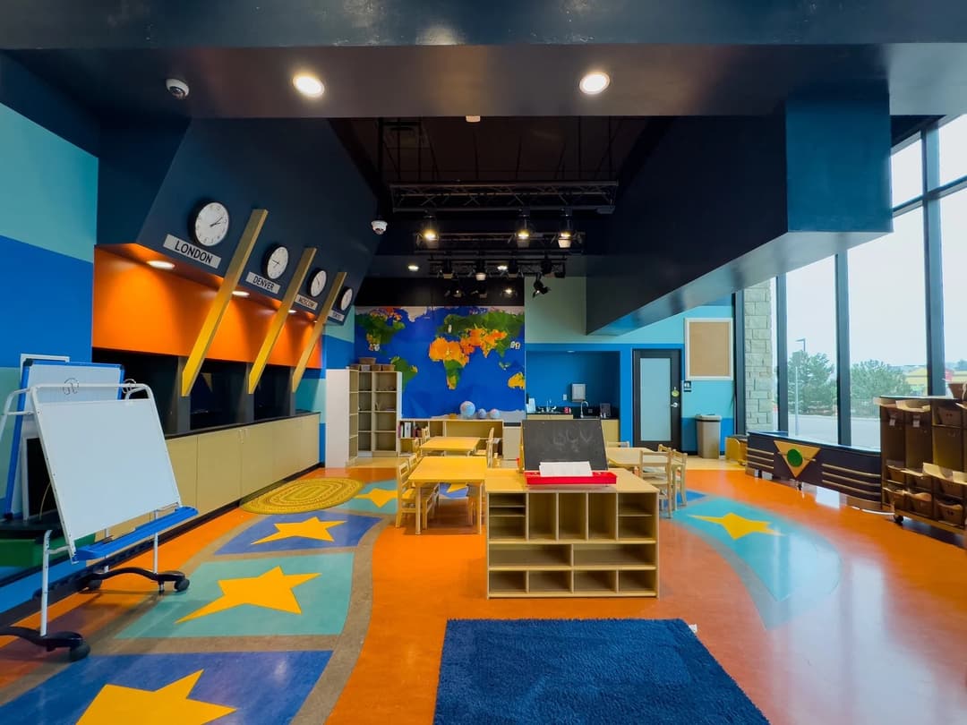 World-clock classroom at the Arapahoe campus